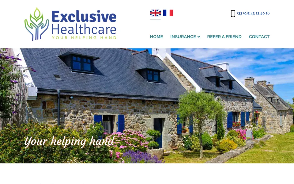 The home page of Exclusive Healthcare