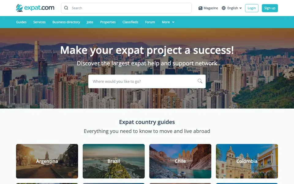 The home page of Expat.com