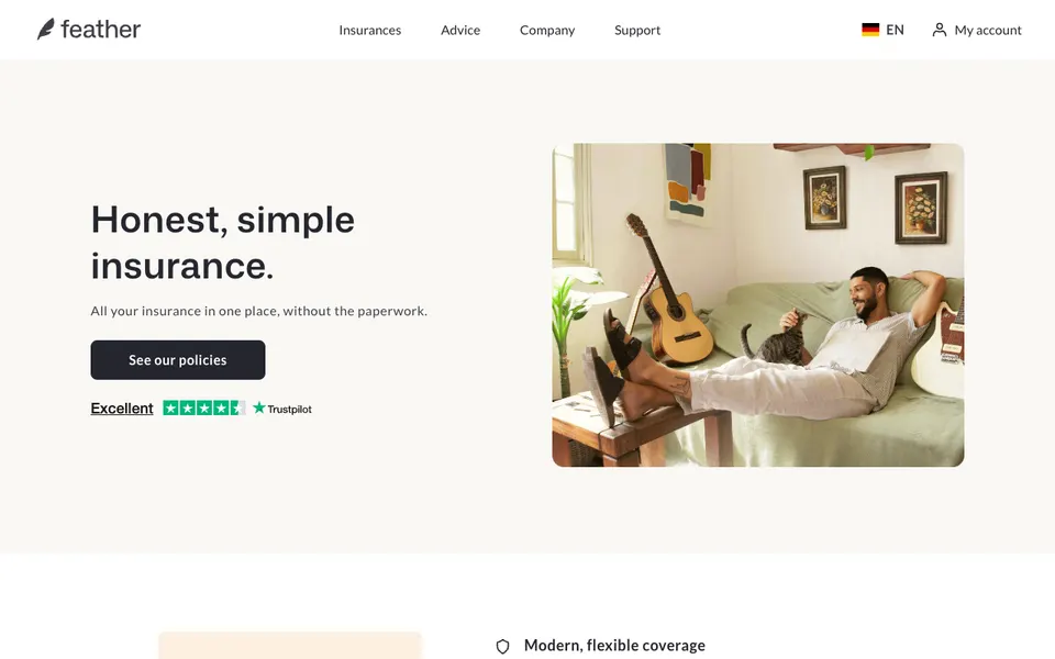 The home page of Feather