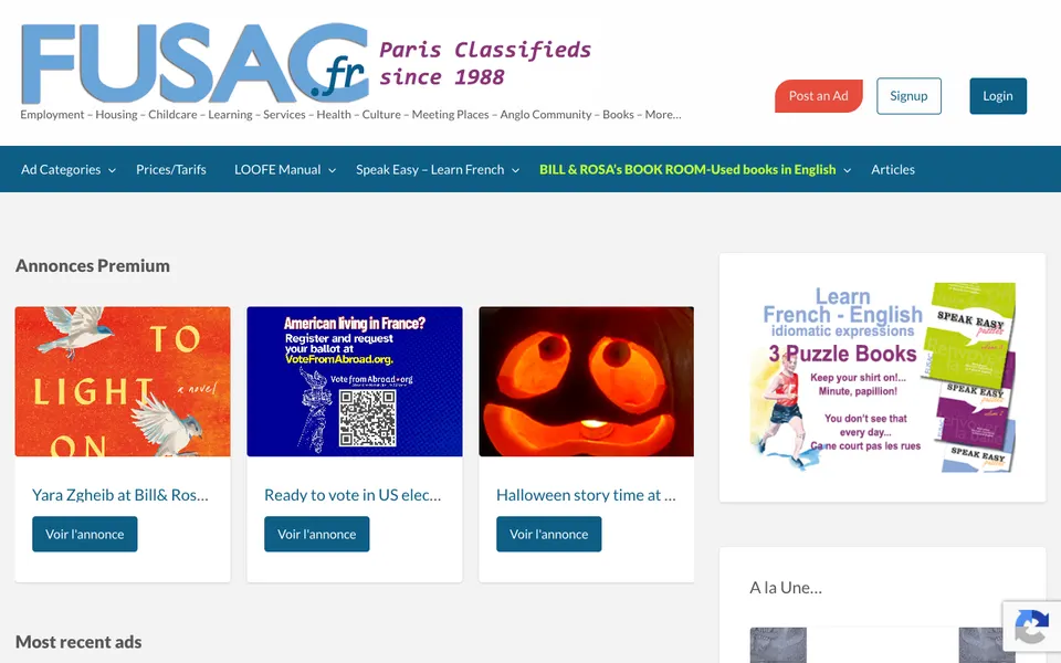 The home page of FUSAC