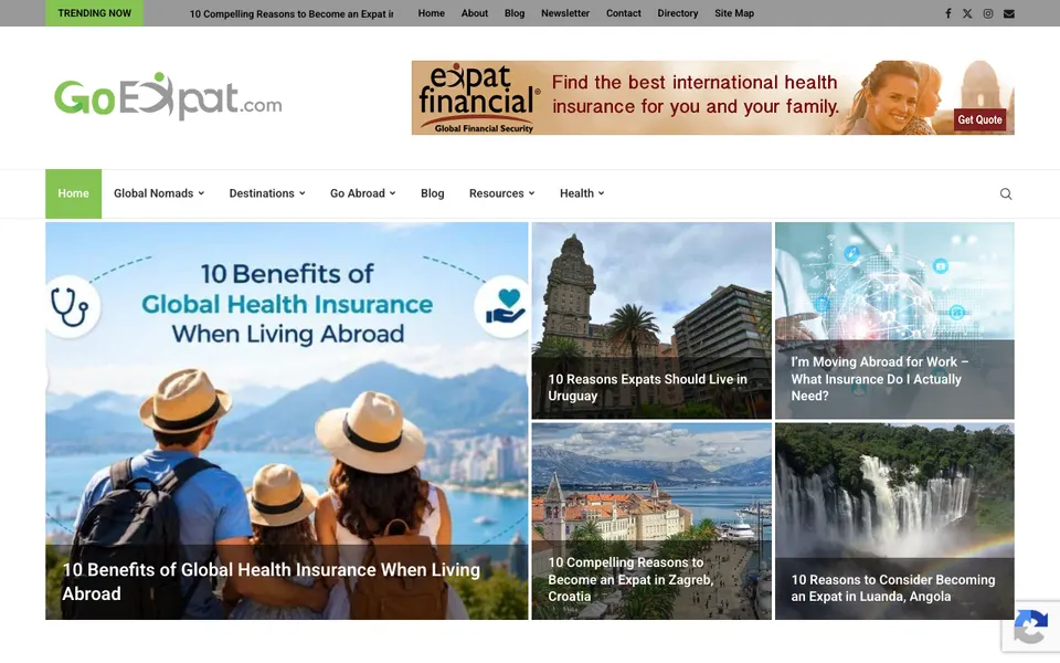 The home page of GoExpat
