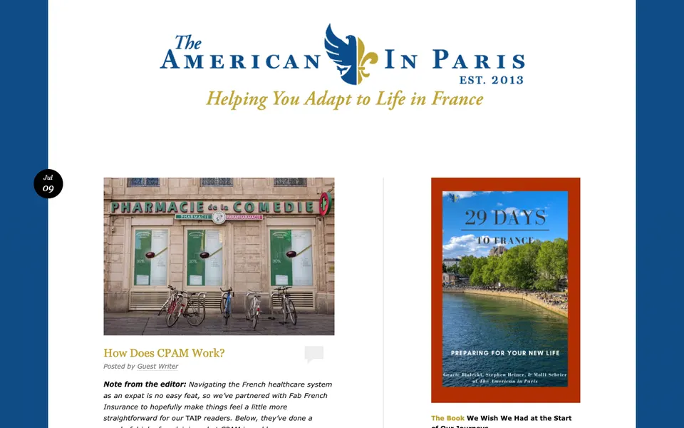 The home page of The American In Paris