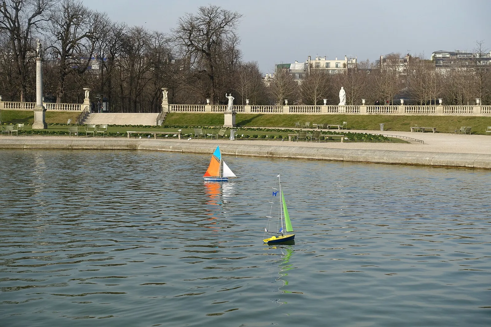 Model sailboats on the pond of the Jardin du Luxembourg in Paris